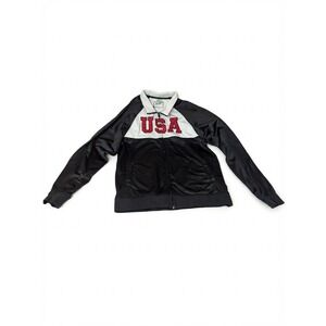 Rhinox USA Track Jacket Mens XL Black White Full Zip Colorblock Athletic Top